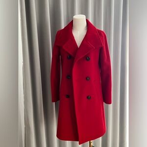 Ann Taylor Vibrant Red Double-Breasted Trench Coat